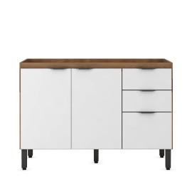 BAJO MESADA 3 PUERTAS 3 CAJONES ALMENDRA BLANCO