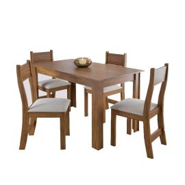 COMEDOR CELESTE B (IMBUIA) 4 SILLAS BRISA (PASTEL