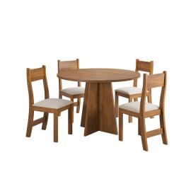 COMEDOR SLIN B (IMBUIA) 4 SILLAS  BRISA (PASTEL)