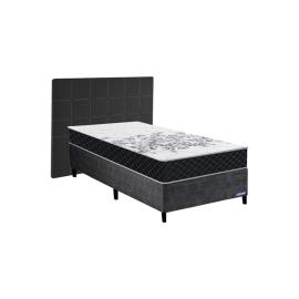 CONJUNTO SOMMIER WINTER 1 PLAZA + RESPALDO IMPERIAL NEGRO