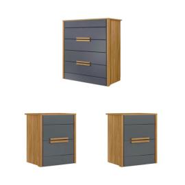 JUEGO DE DORMITORIO COMODA + 2 MESAS DE LUZ DHARA