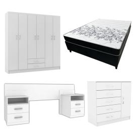 Juego Dormitorio Sommier Ropero Respaldo Y Comoda Mdp BLANCO