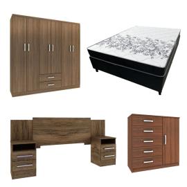 Juego Dormitorio Sommier Ropero Respaldo Y Comoda Mdp