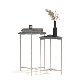 MESA LATERAL PRISMA  GRIS 2 UNIDADES