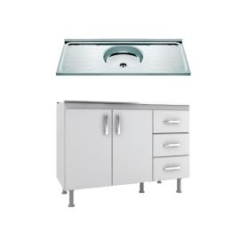 Mueble Cocina Bajo Mesada Bw1 + Pileta De 1.20 Acero Inox